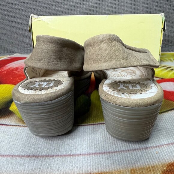 Fly London Women's Beige Wedge Sandals Size 36 Elegant Platform Shoes - Picture 3 of 7